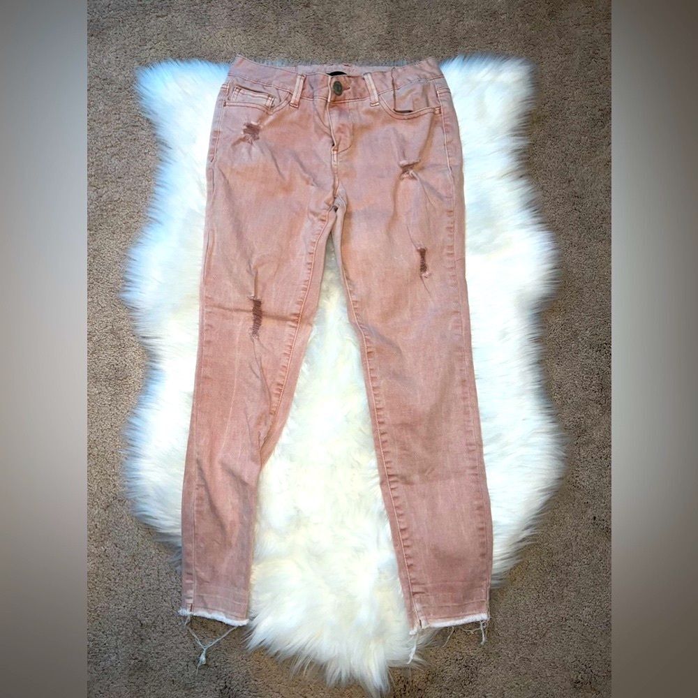 Vanity Pink Denim Jeans Distressed Size 28